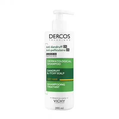 VICHY DERCOS Szampon przeciwłupieżowy do włosów suchych 390ml