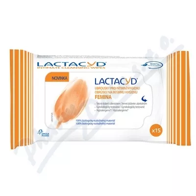 Lactacyd Femina chusteczki 15szt - intimní hygiena, ubrousky,intimní vlhčené ubrousky,ubrousky na intimní hygienu,