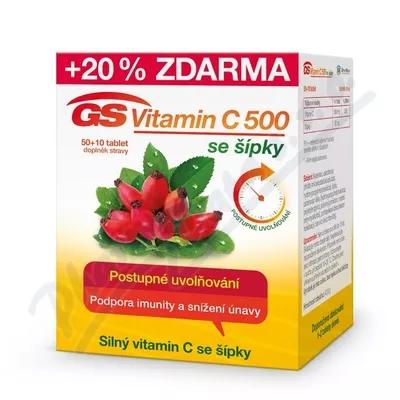 GS Vitamin C500+kolce tbl.50+10 CZ/SK