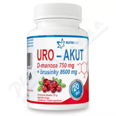 URO-AKUT Manosa 750mg+żurawina 8600mg tbl.20