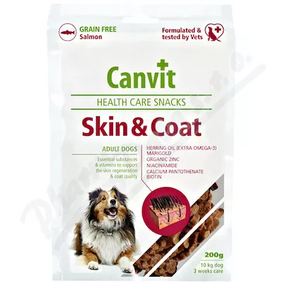 Canvit Snacks Skin&Coat pro psy 200g - Veterinární přípravky a potřeby pro vaše mazlíčky.