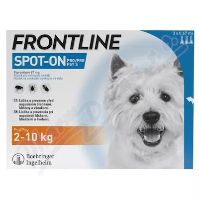 Frontline Spot On Dog 2-10kg pipeta 3x0.67ml - Veterinární přípravky a potřeby pro vaše mazlíčky.