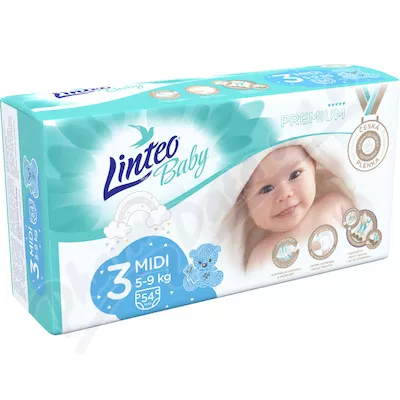 Dětské plenky LINTEO BABY PREMIUM MIDI 5-9kg 54ks