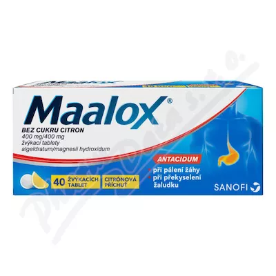 Maalox cytryna bez cukru 400mg/400mg tbl.mnd.40