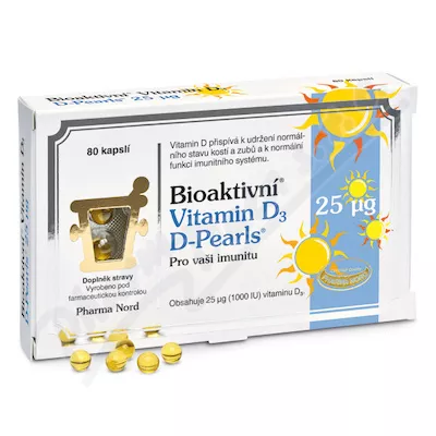 Bioaktywna witamina D3 D-Pearls 25mcg cps.80