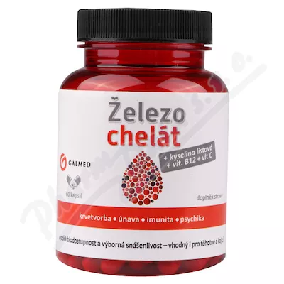 Chelat żelaza+vit.B9+vit.B12+vit.C cps.60 Galmed