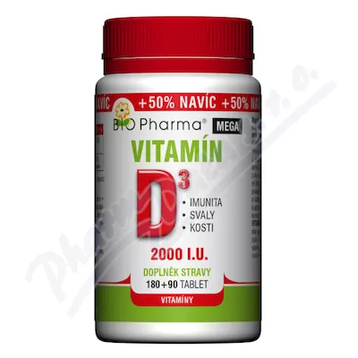 Witamina D3 Mega 2000 I.U. tbl.180+90 Bio-Pharma