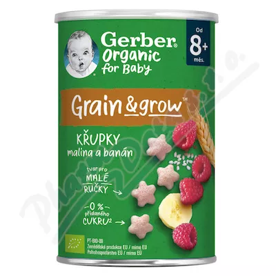 Gerber Chrupki z maliną i bananem BIO 35g 6M