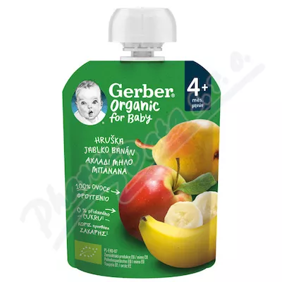 Gerber Kapsułki gruszka jabłko i banan BIO 90g 4M