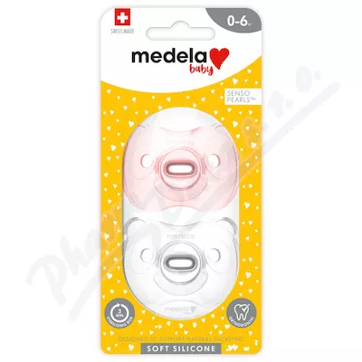 Medela baby Miękki silikonowy smoczek uspokajający różowy/tran.0-6m 2szt