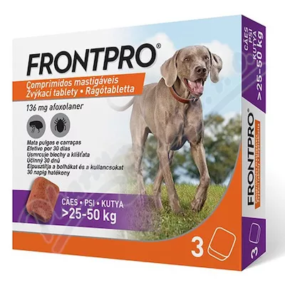 Frontpro 136mg 25-50kg žvýkací tbl.3 - Veterinární přípravky a potřeby pro vaše mazlíčky.