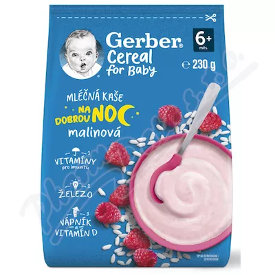 Gerber Kaszka na dobranoc malina 230g 6M