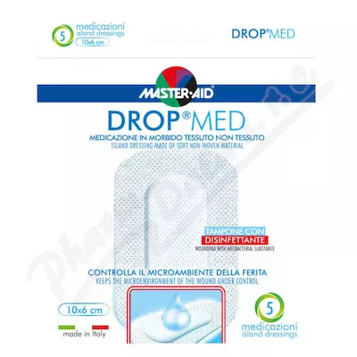 DROP MED Steril opatrunek szybkowiążący. Antisep 10x6 cm/5 szt