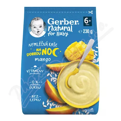 Gerber Natural Beztłuszczowa kaszka nocna mango 230g 6M