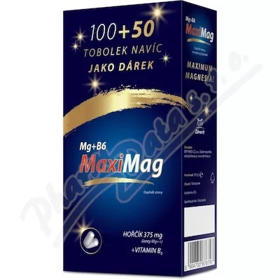 MaxiMag Hořčík 375mg+B6 tob.100+50 DÁRKOVÉ BALENÍ