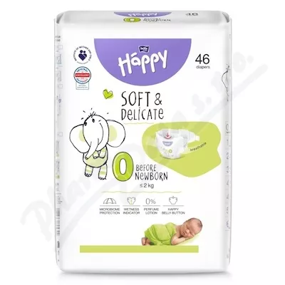 Happy Soft&Delicate 0 Pieluszki dla niemowląt 2kg 46szt