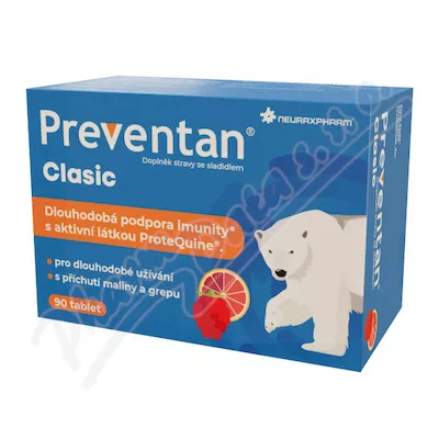 Preventan Clasic o smaku malinowym i grejpfrutowym tbl.90