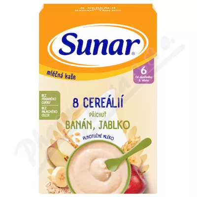 Sunar Mléčná kaše 8 cereálií banán/jablko 6m+ 210g