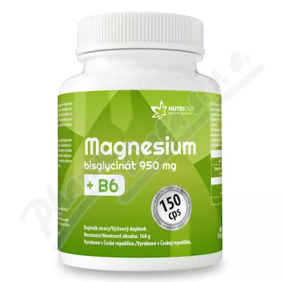 Magnesium bisglycinát 950mg +B6 cps.150