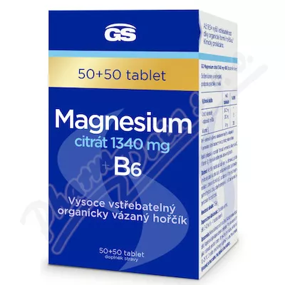 GS Magnesium citrát 1340mg+B6 tbl.50+50