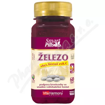 SmartPills Železo+kys.listová+vit.C tbl.60