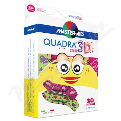 QUADRA 3D Dívky Dětská barevná náplast 20ks 2 vel.