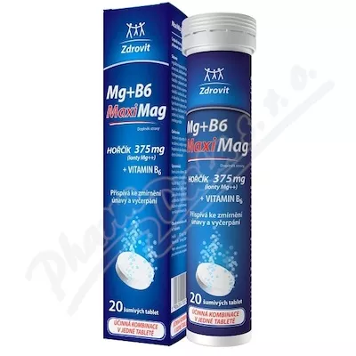 MaxiMag Magnesium 375mg+B6 20 tabletek musujących