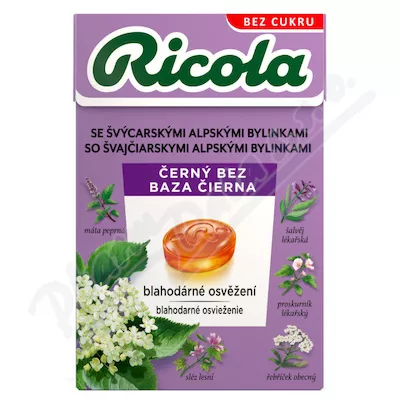 RICOLA Black bez cukru 40g