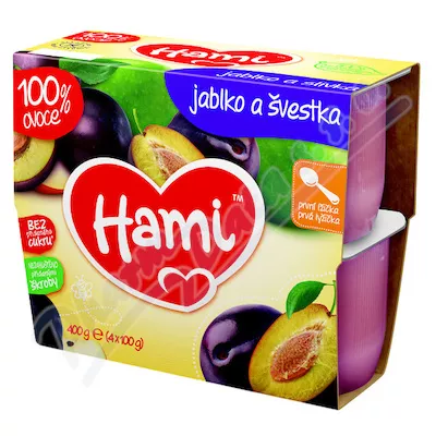 Hami 100% jabłko i śliwka 4x100g 4M