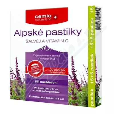 Cemio Alpine pastylki do ssania szałwia i witamina C pst.15+5